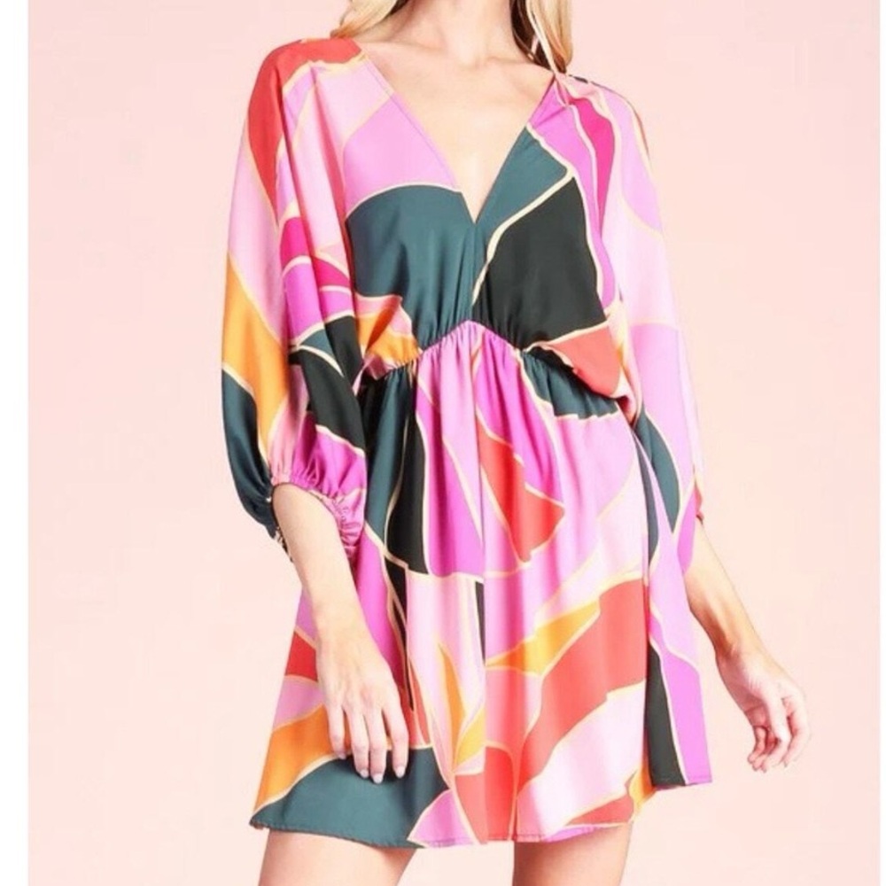 Colorblock Kimono Sleeve‎ Dress